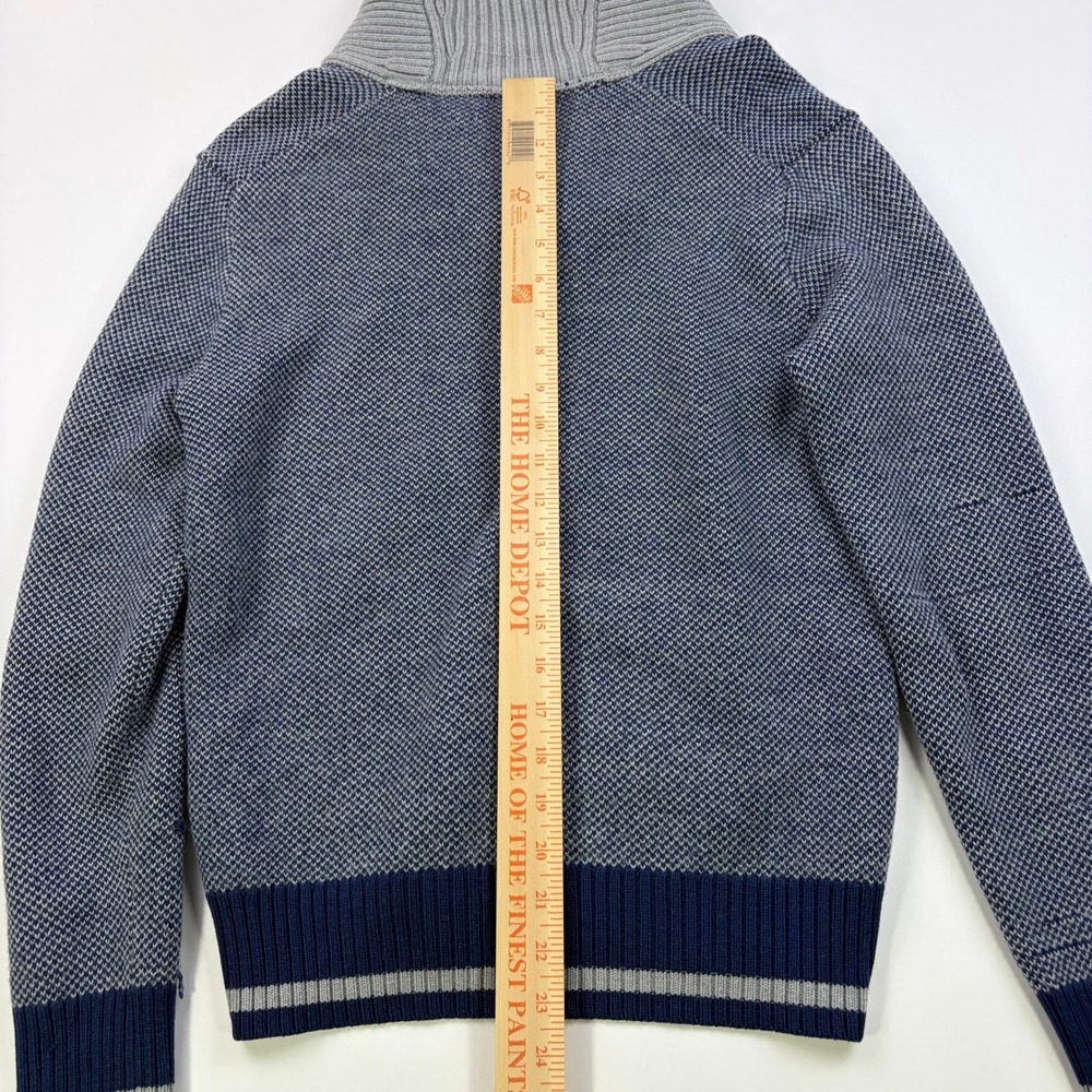 Banana Republic Shawl Collar Sweater Mens Small Navy Blue Merino Wool Birdseye - Picture 9 of 10